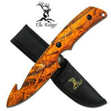 Elk Ridge Guthook Hunter Orange Camo Skinner Knife - 116OC