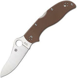 Spyderco Stretch 2 Lockback Brown Handle Stainless Folding Blade Knife 90GBNPE2