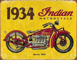 New 1934 Indian Motorcycles Series 402 Yellow Man Cave Collectible Metal Tin Sign 1929