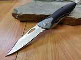 Mantis Class Act Linerlock Black Straight Blade Folding Pocket Knife T2HC