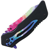 Rough Rider Assisted Open A/O Tie Dye & Black Tanto Folding Pocket Knife 1910