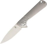 KIZER Envoy Gray Titanium Drop Pt Flipper Folding Pocket Knife w/ Pouch 3493