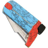 Rough Rider Cowboy Boot Folding Blade Blue & Red Turquoise Handle Knife 1441