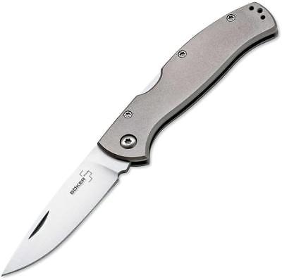 Boker Plus Titan Lockback Blade Gray Titanium Handle Folding Knife P01BO183