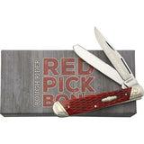 Rough Rider Red Picked Bone Handle Trapper Folding Clip & Spey Blades Knife 1681
