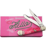 Rough Rider Hello Series Trapper Pink Bone Folding Clip & Spey Blades Knife 1605