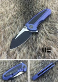 WE KNIFE Co Valiant Frame Lock Blue Titanium Handle Folding Black Blade Knife 717C