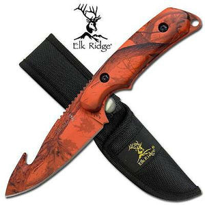 Elk Ridge Guthook Hunter Red Camo Skinner 8" Fixed Blade Knife 116RC