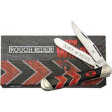 Rough Rider Red & Black Widow Handle Trapper Stainless Folding Blades Knife 1670
