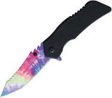 Rough Rider Assisted Open A/O Tie Dye & Black Tanto Folding Pocket Knife 1910