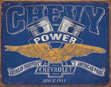 Chevy Power American Tradition Since 1911 Blue Chevrolet Tin Sign 2199