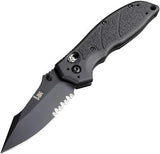 Heckler & Koch Exemplar Pivot Lock Folding Serrated Blade Black Handle Knife 54150