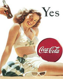 Coca-Cola Yes Coke Bathing Suit Girl Man Cave Vintage Metal Tin Sign 1056