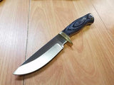 Black Pakkawood Fixed Full Tang DROP PT Hunter Knife with Leather Sheath 3361BK