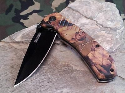 Tac Force Folding Pocket Knife Black Blade Brown Camo - TF764CA