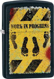 Zippo Lighter Work In Progress Hazard Black Windproof USA New 02225