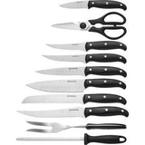 Browning Kitchen Cutlery Black Wood Fixed Kitchen Knife & Scissor Block Set 0216