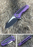 WE KNIFE Co. Valiant Frame Lock Purple Handle Folding Black Blade Knife 717A