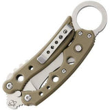 Mantis Vuja De Karambit Desert Tan Folding Pocket Knife Button Lock MK4DT
