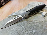 Mantis Class Act Linerlock Black Straight Blade Folding Pocket Knife T2HC