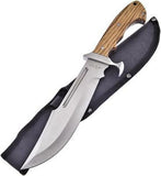 Frost Cutlery Bowie Zebrawood Black Hills Steel Fixed Knife with Sheath BKH013WW