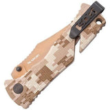 SOG Trident Piston Lock A/O Tan AUS-8 Clip Pt Folding Desert Camo Knife TF5CP