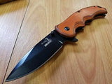 Elk Ridge Spring Assisted Linerlock Folding Pocket Knife Wood Black Blade - a004bw