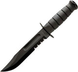 Ka-Bar USA Fighting Knife Serrated 1095 Carbon Steel 7" Black Fixed Blade 1214