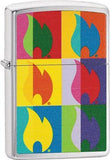 Zippo Lighter Abstract Flame Brushed Chrome Windproof USA New 02224