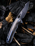 WE KNIFE CO Yucha Linerlock Blue Black Titanium Folding Knife w/ Flipper 810B