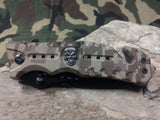 8" Master Folding Pocket Knife A/O Rescue Desert Camo Skull - A010DM