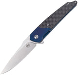 Amare Pocket Peak Linerlock Blue / Carbon Fiber 14C28N Sandvik Folding Knife