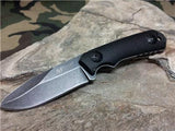 MTech Neck Knife 4.75" Fixed Stone Washed Drop Pt Black G10 + Molded Sheath - 2030BK