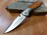 BUCKSHOT 8" Spring Assist Open Folding Wood Handle Pocket Knife - 203wd