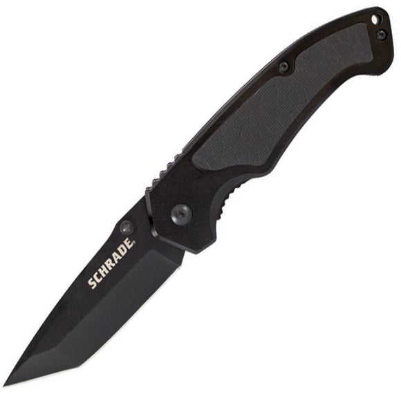 Schrade Linerlock Stainless Folding Tanto Blade Black Aluminum Handle Knife