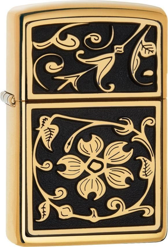 Zippo Lighter Gold Floral Flourish Windless USA Made