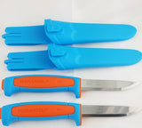 2 Pc Lot Mora Morakniv Basic 511 Orange/Blue Carbon Steel Camp Knife 02155
