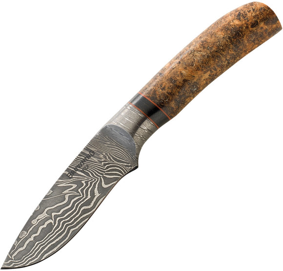 Browning Storm Front Big Belly Skinner Wood Fixed Damascus Steel Blade Knife