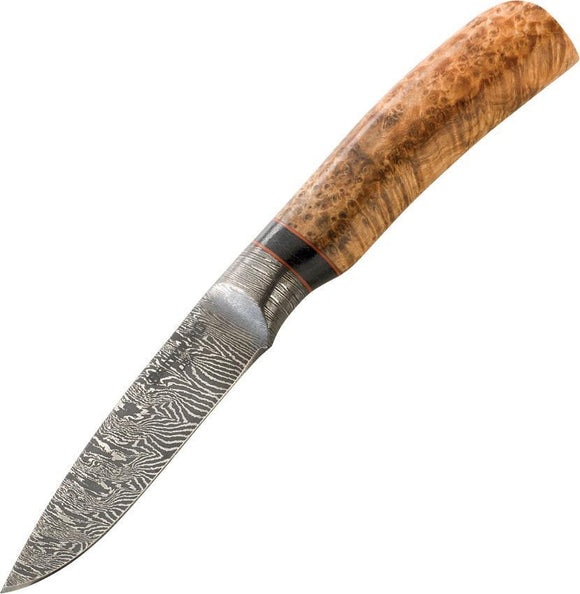 Browning Storm Front Fixed Damascus Steel Drop Pt Skinner Blade Brown Knife