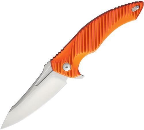 Brous Blades T4 Linerlock Aluminum Orange Handle Folding Satin Blade Knife