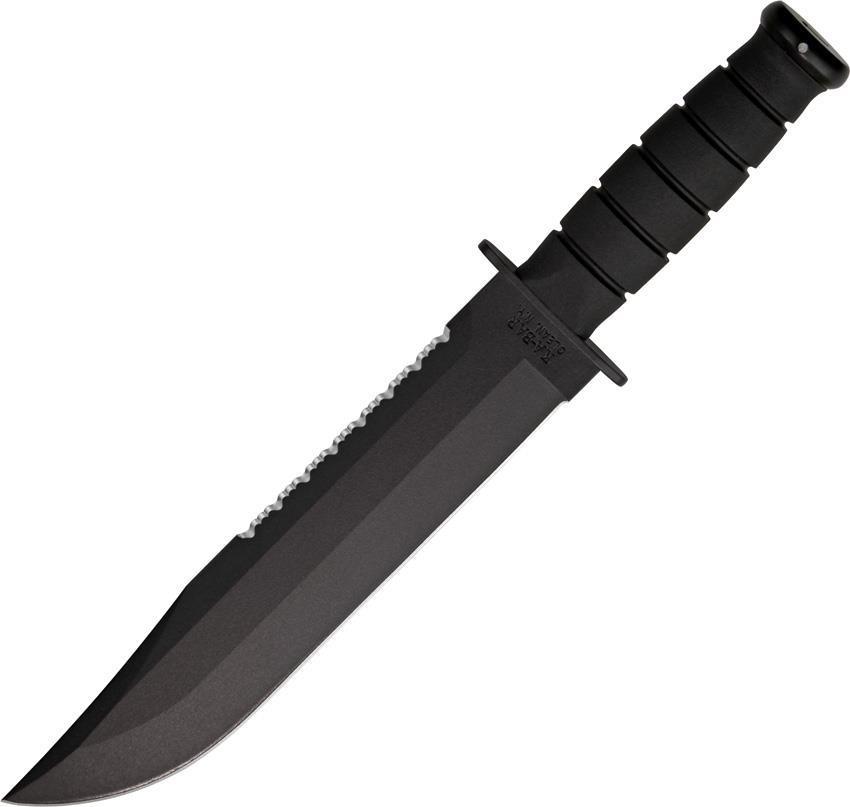 kabar 1211　FIGHTING KNIFE BLACK FINE Ka-Bar Fighter Fixed Blade Knife Black Serr 1271 - Blade HQ