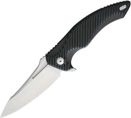 Brous Blades T4 Linerlock Aluminum Black Handle Stonewash Folding Knife