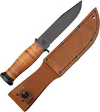 Ka-Bar Mark 1 Black 1095 Cro-Van Steel Fixed Knife w/ Leather Belt Sheath