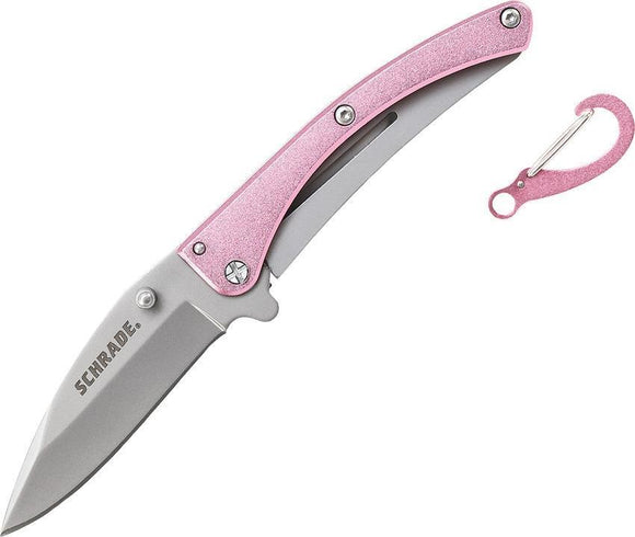 Schrade Pink Pocket Protector Folding Pocket Knife 8Cr13MoV Drop Pt Ladies