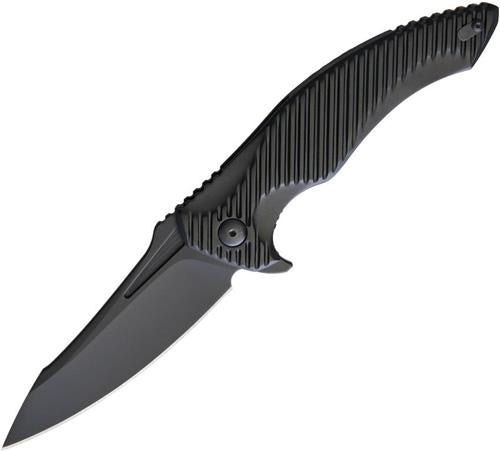 Brous Blades T4 Linerlock Aluminum Black Handle Folding D2 Steel Blade Knife