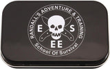 ESEE Logo School of Survival Black Adventure Pocket Survival Kit Empty Tin