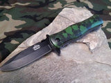 Master Folding 8" Spring Assisted Knife - Green Skull Camo A006GN