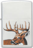 Zippo Lighter Whitetail Buck Deer Satin Chrome Windproof USA New 