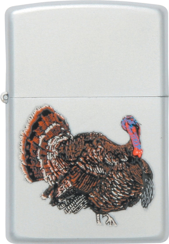 Zippo Lighter Wild Turkey Satin Chrome Windproof USA New 23482