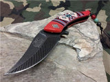 Master Aztec Native American Indian Assisted Open Folding Knife Red  -  A023RD